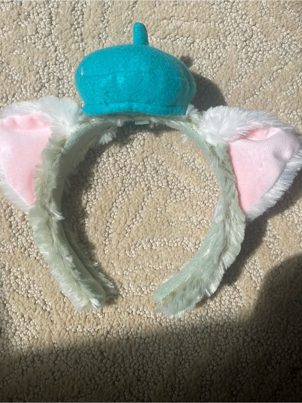 Shanghai Disney Gelatoni Plush headband with Teal Hat and Pink Inner Ears
